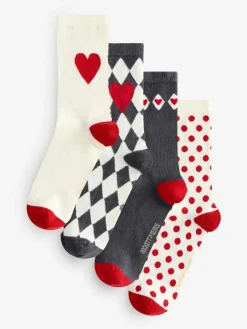 Rockett St George Black/White Spot and Harlequin 4 Pack Socks^Women Socks & Tights