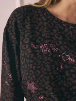 Rockett St George Chocolate Brown Leopard Tattoo Twosie Pyjamas^Women All Night & Lounge|Pyjamas