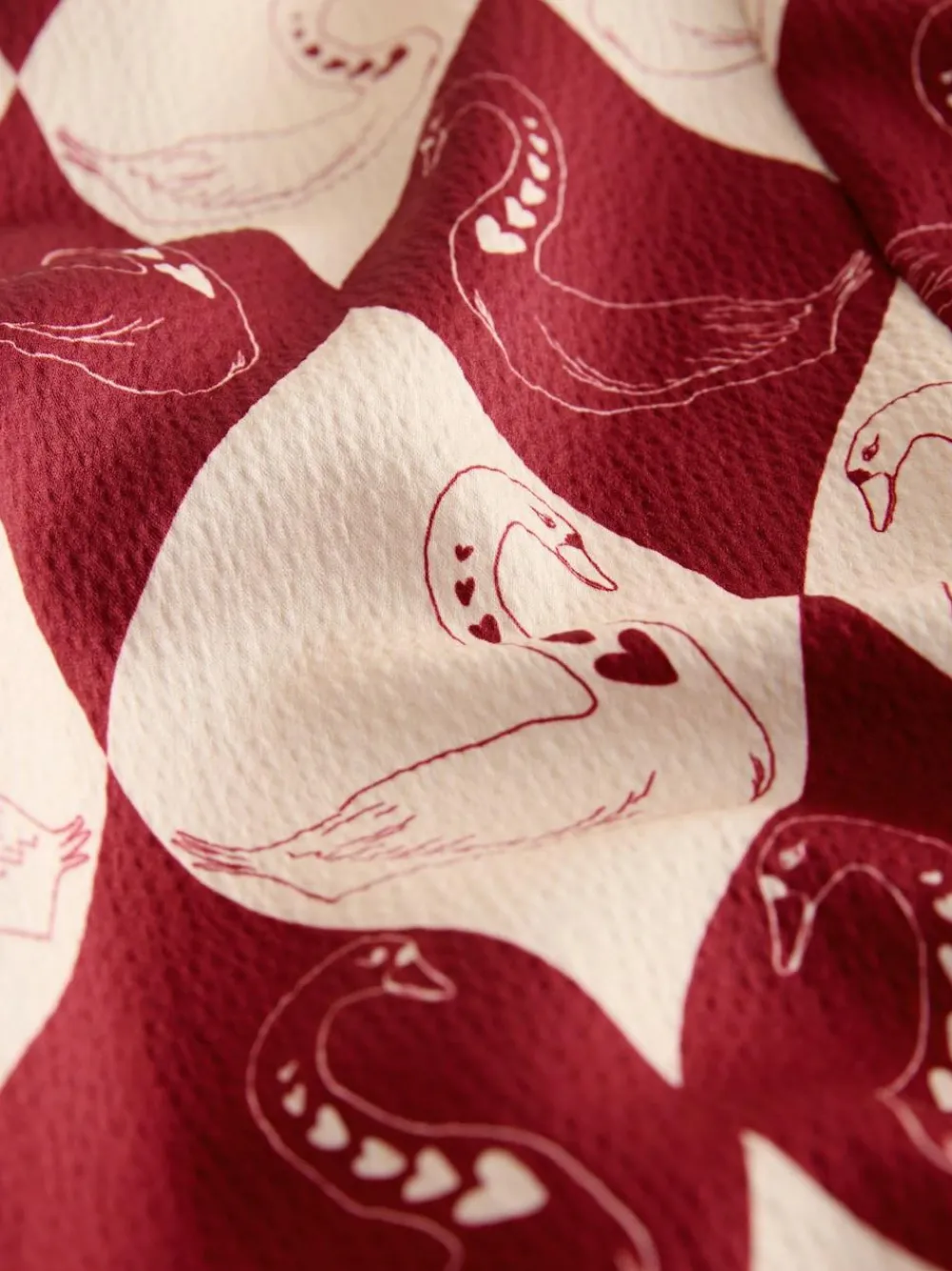 Discount Rockett St George Red Argyle Swan Textured Satin Button Through Pyjamas