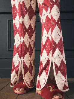 Discount Rockett St George Red Argyle Swan Textured Satin Button Through Pyjamas