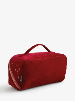 Rockett St George Red Velvet Embellished Fold Out Wash Bag