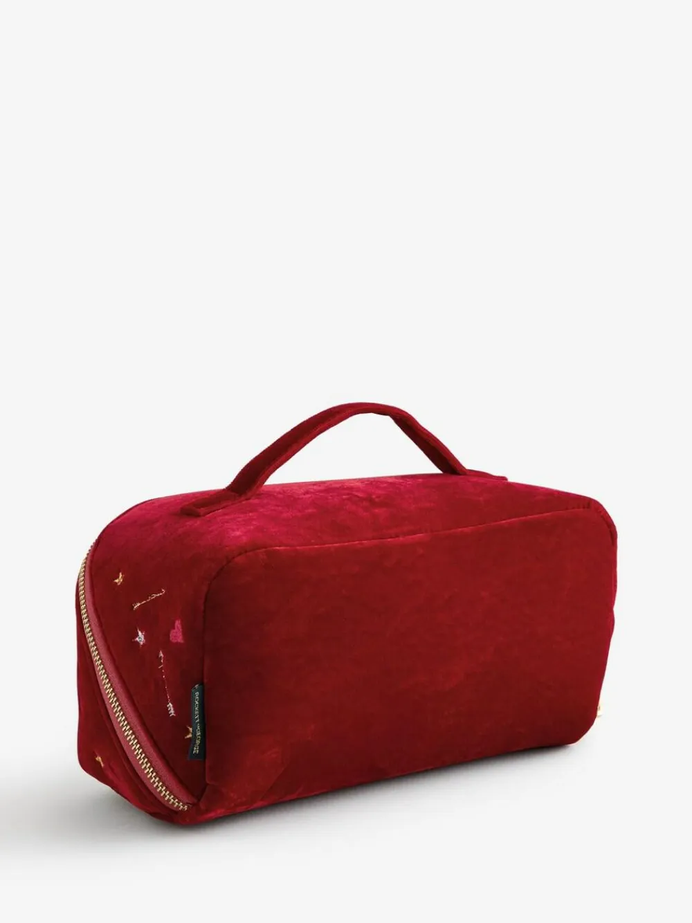 Rockett St George Red Velvet Embellished Fold Out Wash Bag