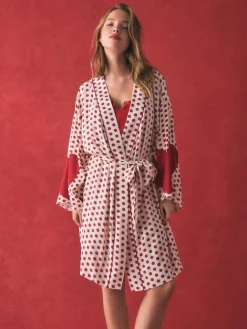 Hot Rockett St George Red/White Polka Dot Hearts Short Robe