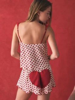 New Rockett St George Red/White Polka Dot Heart Cami Shorts Set Pyjamas