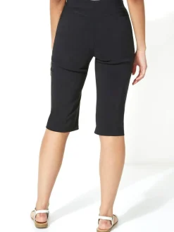 Roman Black Knee Length Stretch Shorts^Women Shorts