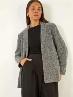 Roman Black Petite Herringbone Pocket Blazer^Women Blazers