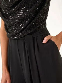 Roman Sequin Bodice Cowl Neck Jumpsuit^Women Jumpsuits & Playsuits