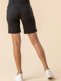 Best Roman Black Turned Hem Stretch Shorts
