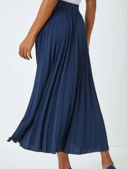 Roman Blue Pleated Maxi Skirt^Women Skirts