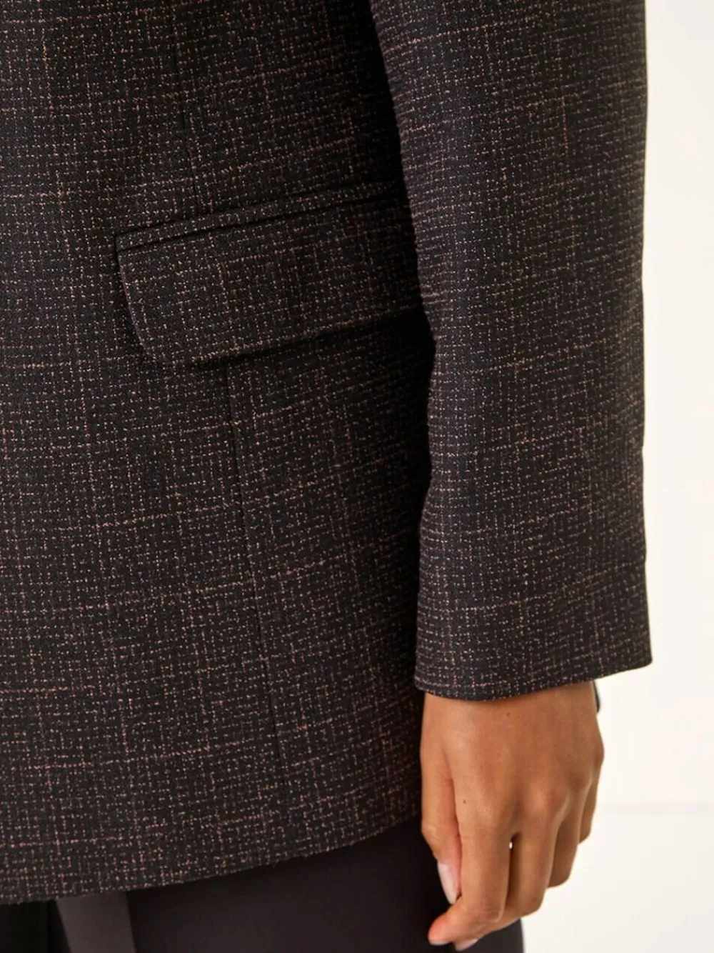 Roman Brown Check Print Longline Blazer^Women Blazers