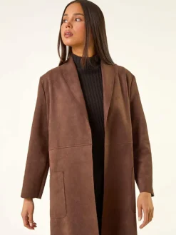 Roman Petite Faux Suede Pocket Jacket^Women Blazers