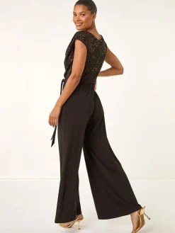 Roman Sequin Bodice Cowl Neck Jumpsuit^Women Jumpsuits & Playsuits