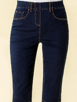 Outlet Roman Dark Blue Denim Stretch Knee Length Pedal Pusher Shorts