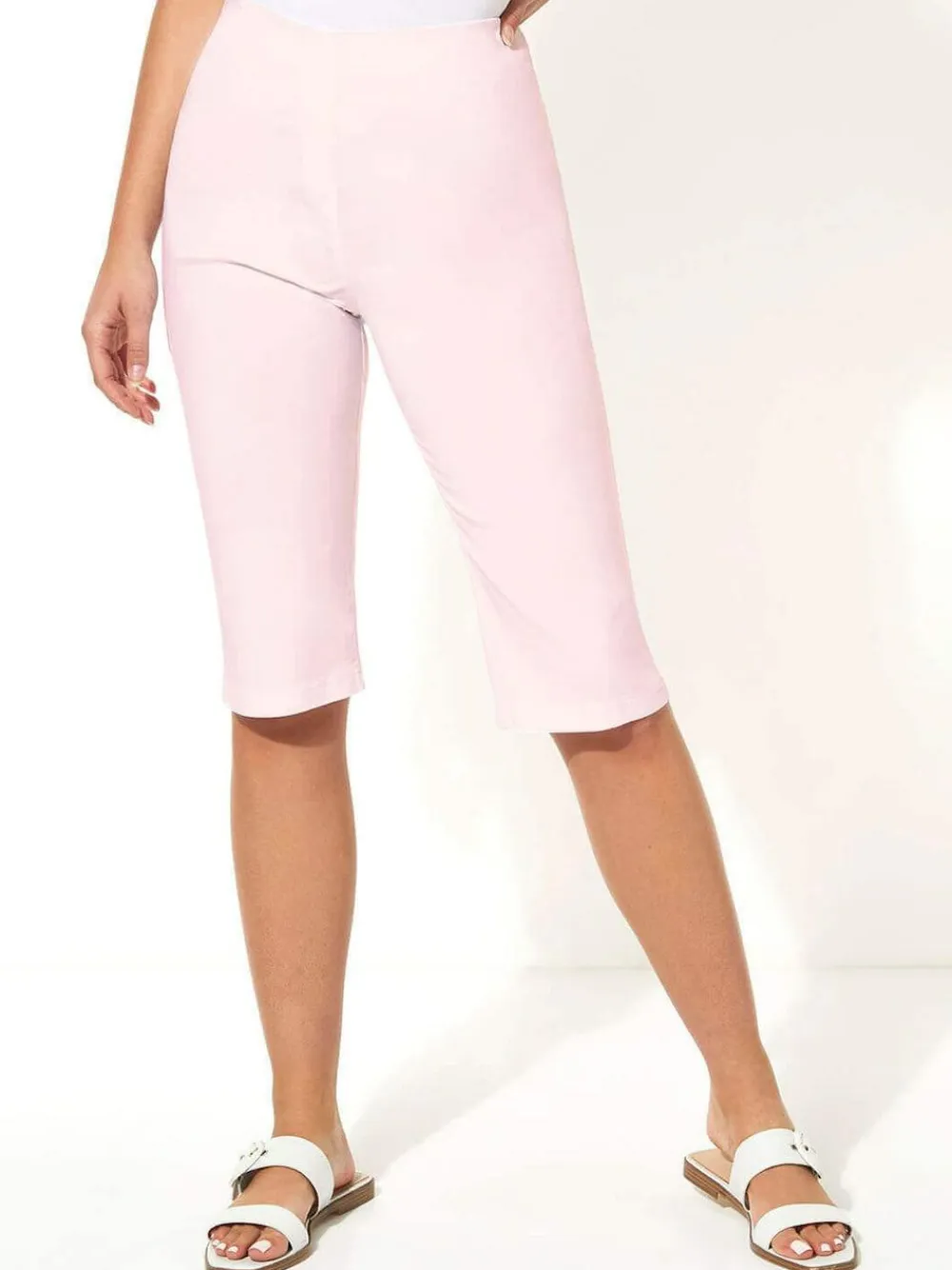 Online Roman Light Pink Knee Length Stretch Shorts