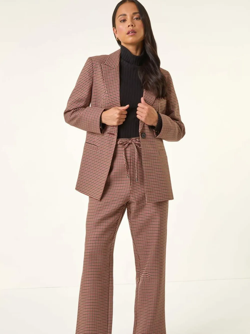 Hot Roman Natural Petite Houndstooth Blazer