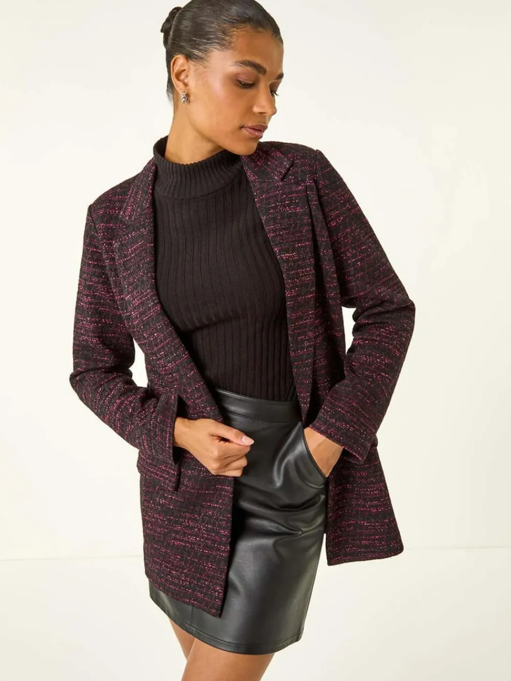 Roman Pink Boucle Jersey Blazer^Women Blazers
