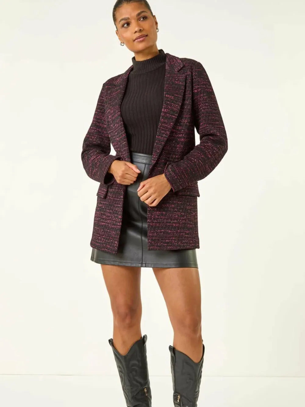 Roman Pink Boucle Jersey Blazer^Women Blazers