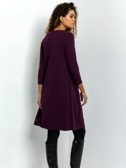 Roman Purple A-Line Pocket Detail Swing Dress^Women Dresses