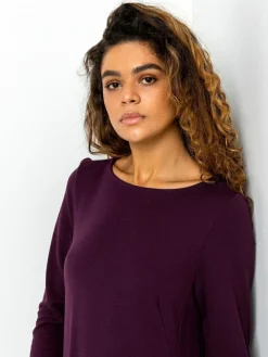 Roman Purple A-Line Pocket Detail Swing Dress^Women Dresses