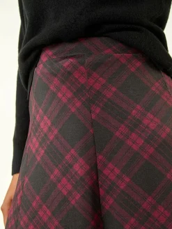 Hot Roman Panelled Check Midi Skirt Red