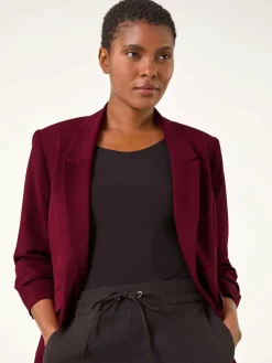 Roman Ruched Sleeve Stretch Blazer^Women Blazers