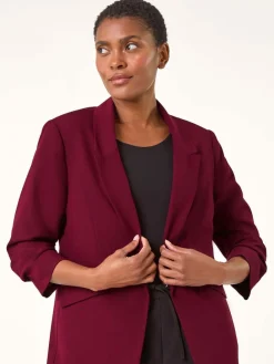 Roman Ruched Sleeve Stretch Blazer^Women Blazers