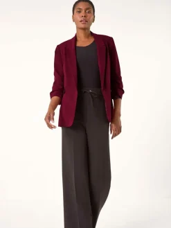 Roman Ruched Sleeve Stretch Blazer^Women Blazers