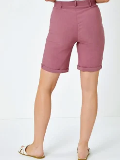 Outlet Roman Rouge Turned Hem Stretch Shorts