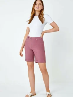Outlet Roman Rouge Turned Hem Stretch Shorts