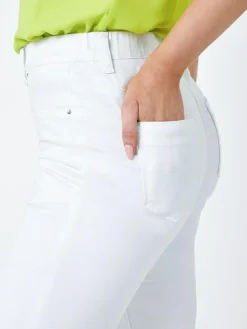 Clearance Roman White Denim Stretch Knee Length Pedal Pusher Trousers