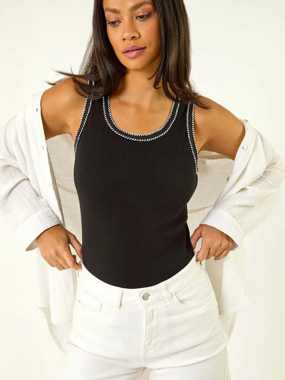 Online Roman High Waisted Denim Stretch Shorts White