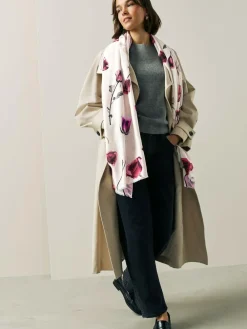 Best Next Rose Floral White Lightweight Scarf