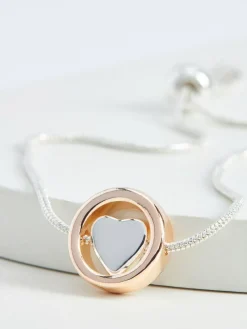 Next Rose Gold Tone/Silver Tone Heart Pully Bracelet^Women Jewellery