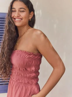 Sale Next Bandeau Shirred Playsuit Rose Pink