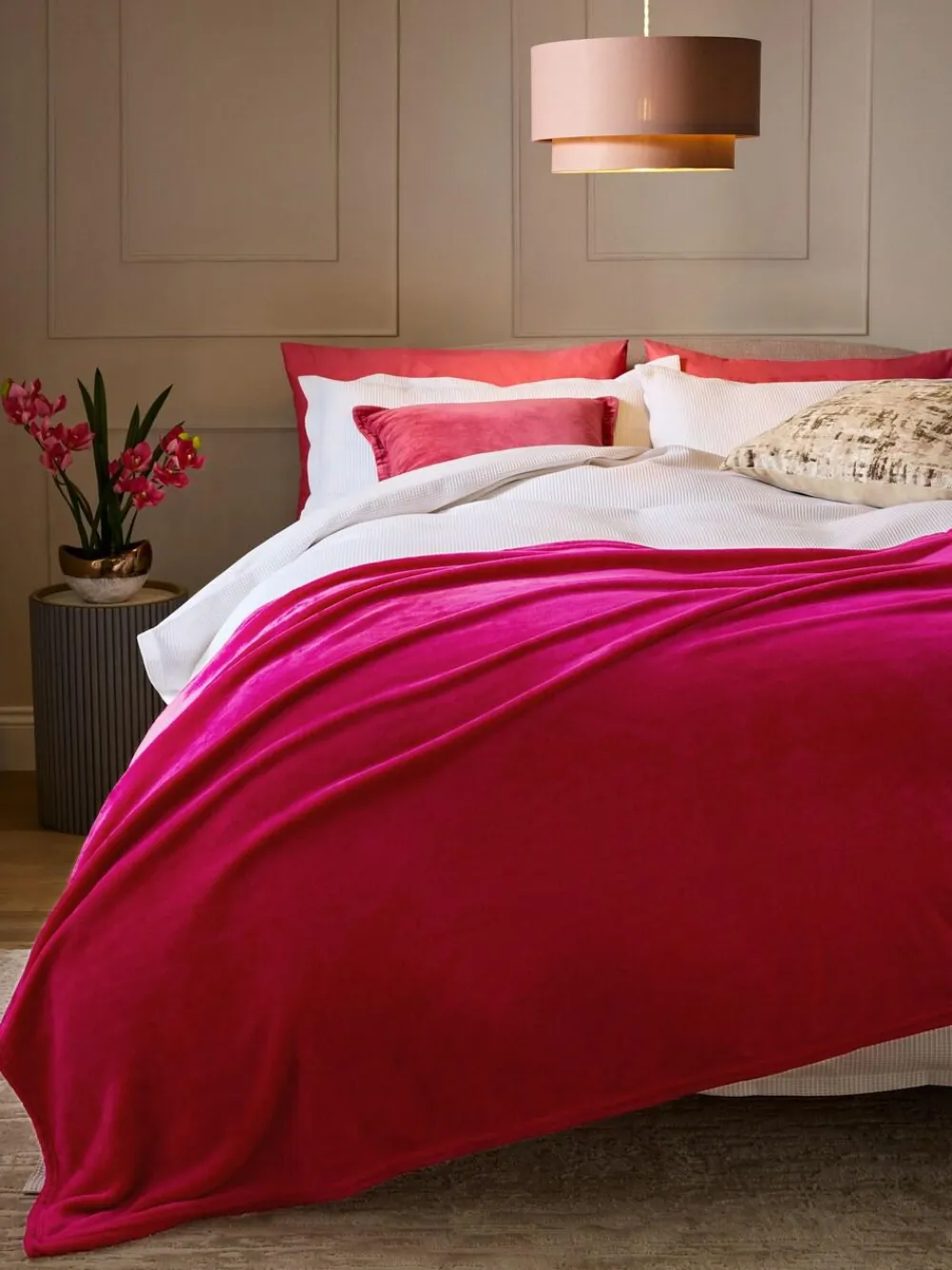 Next Rose Pink Plush Fleece Throw^ Cushions & Throws