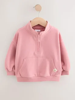 Next Rose Pink Quarter Zip Sweatshirt (3mths-7yrs)^ Sweatshirts & Hoodies|Sweatshirts & Hoodies