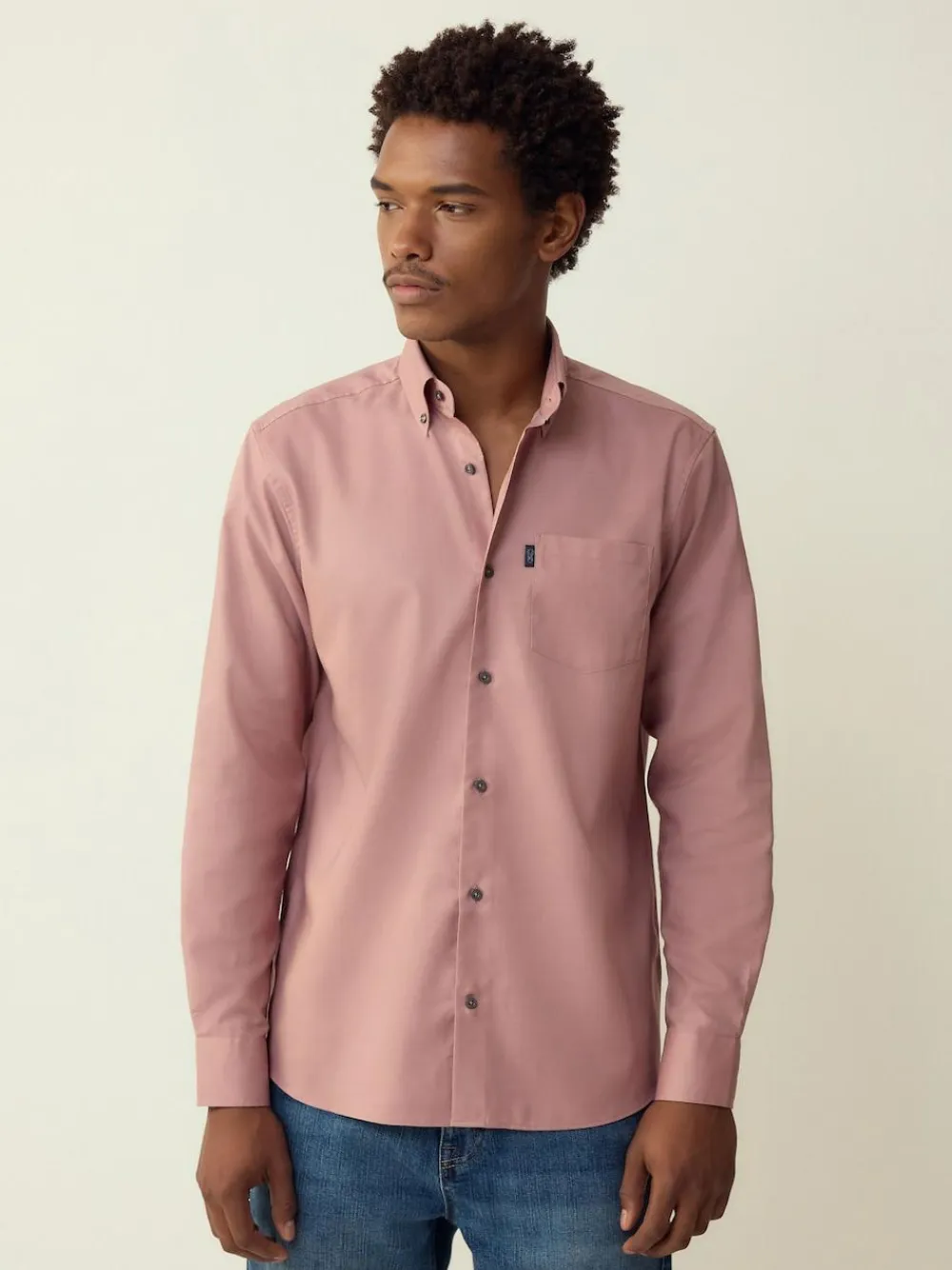 Next Rose Pink Regular Fit Button Down Easy Iron Oxford Shirt