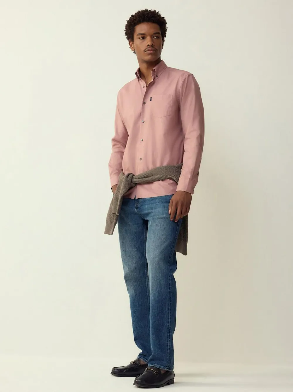 Next Rose Pink Regular Fit Button Down Easy Iron Oxford Shirt