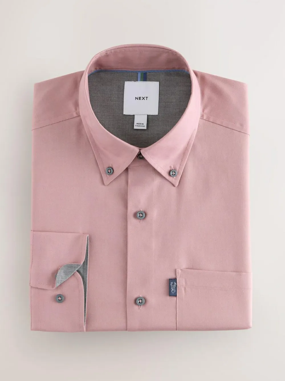 Next Rose Pink Regular Fit Button Down Easy Iron Oxford Shirt