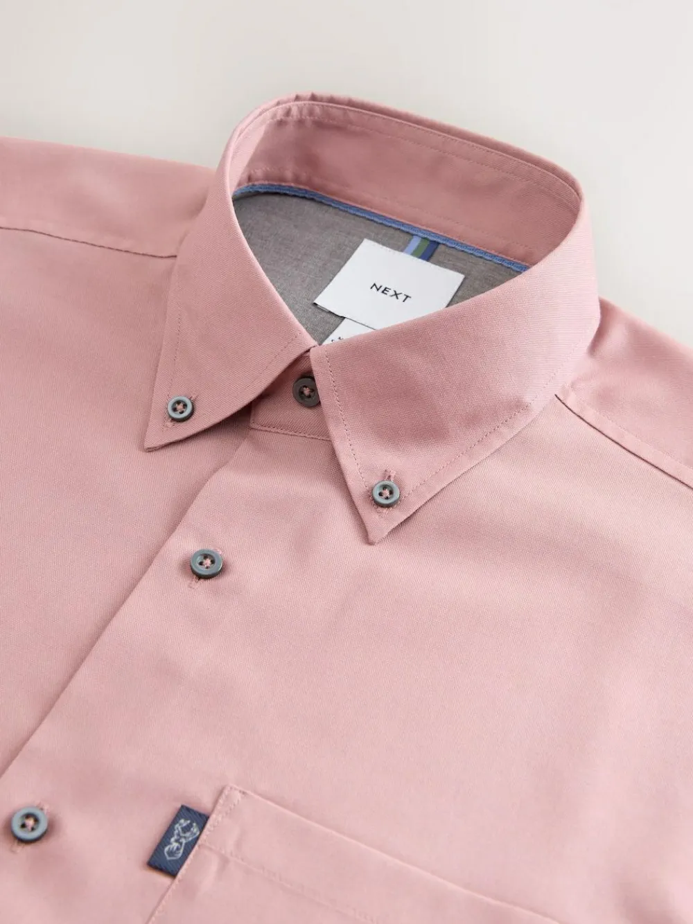 Next Rose Pink Regular Fit Button Down Easy Iron Oxford Shirt