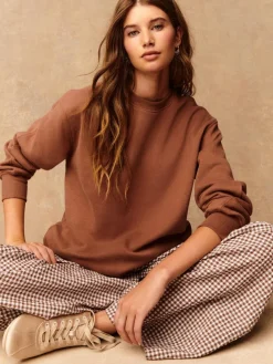 Next Rose Pink Relaxed Fit Essentials Longline Sweatshirt with Pockets^Women Loungewear|Nightwear