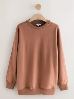 Next Rose Pink Relaxed Fit Essentials Longline Sweatshirt with Pockets^Women Loungewear|Nightwear