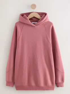 Discount Next Relaxed Fit Heavyweight Longline Hoodie Rose Pink