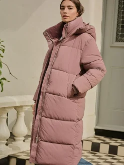 New Next Shower Resistant Longline Padded Coat Rose Pink