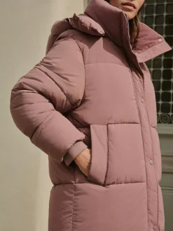 New Next Shower Resistant Longline Padded Coat Rose Pink