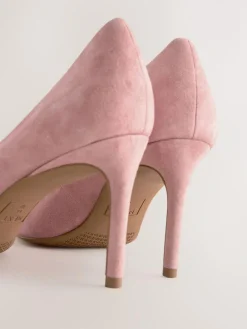 Next Rose Pink Suede Standard/Wide Fit Leather Mid Court Shoes^Women Wide Fit & Extra Wide Fit|Heels