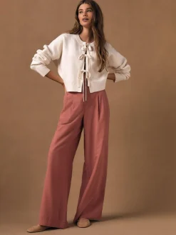 Sale Next Wide Leg Trousers With Linen Rose Pink