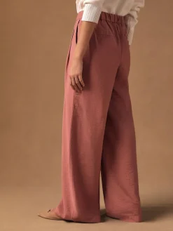 Sale Next Wide Leg Trousers With Linen Rose Pink