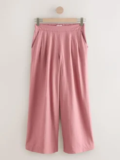 Sale Next Wide Leg Trousers With Linen Rose Pink