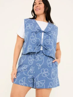 Fat Face Rosie Chambray Blue Printed Shorts^Women Shorts